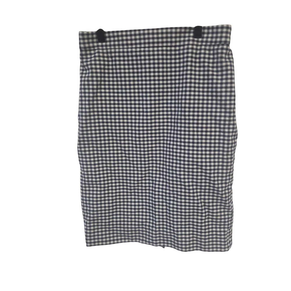 J.Crew No. 2 Pencil Skirt Navy Blue White Gingham Stretch Cotton Size‎ 2